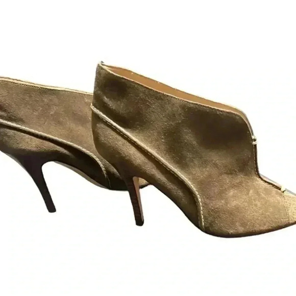 Coach Open Toe Dark Olive Green Suede Ankle Boot /High Heel - Picture 5 of 16